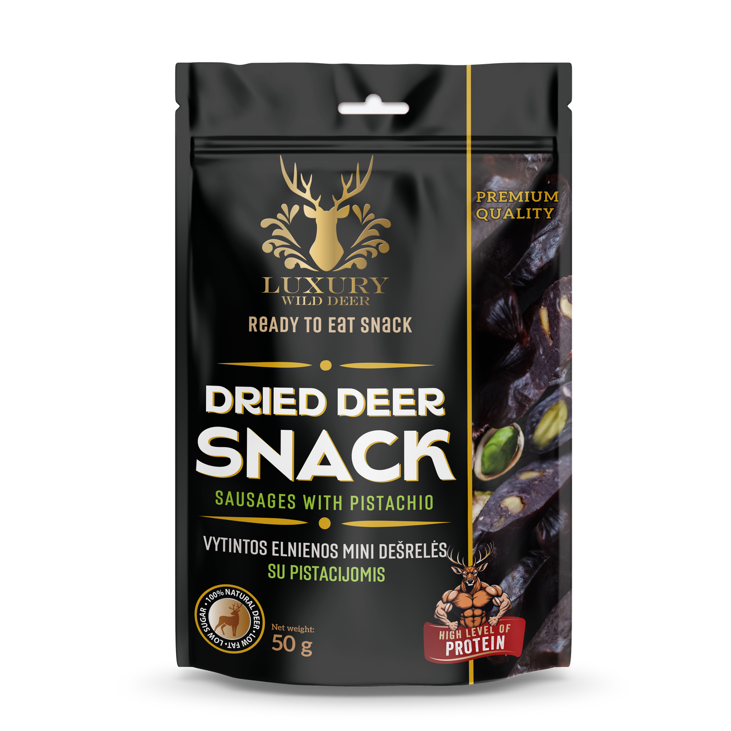 Air-Dried Venison Mini Sausages with Pistachios